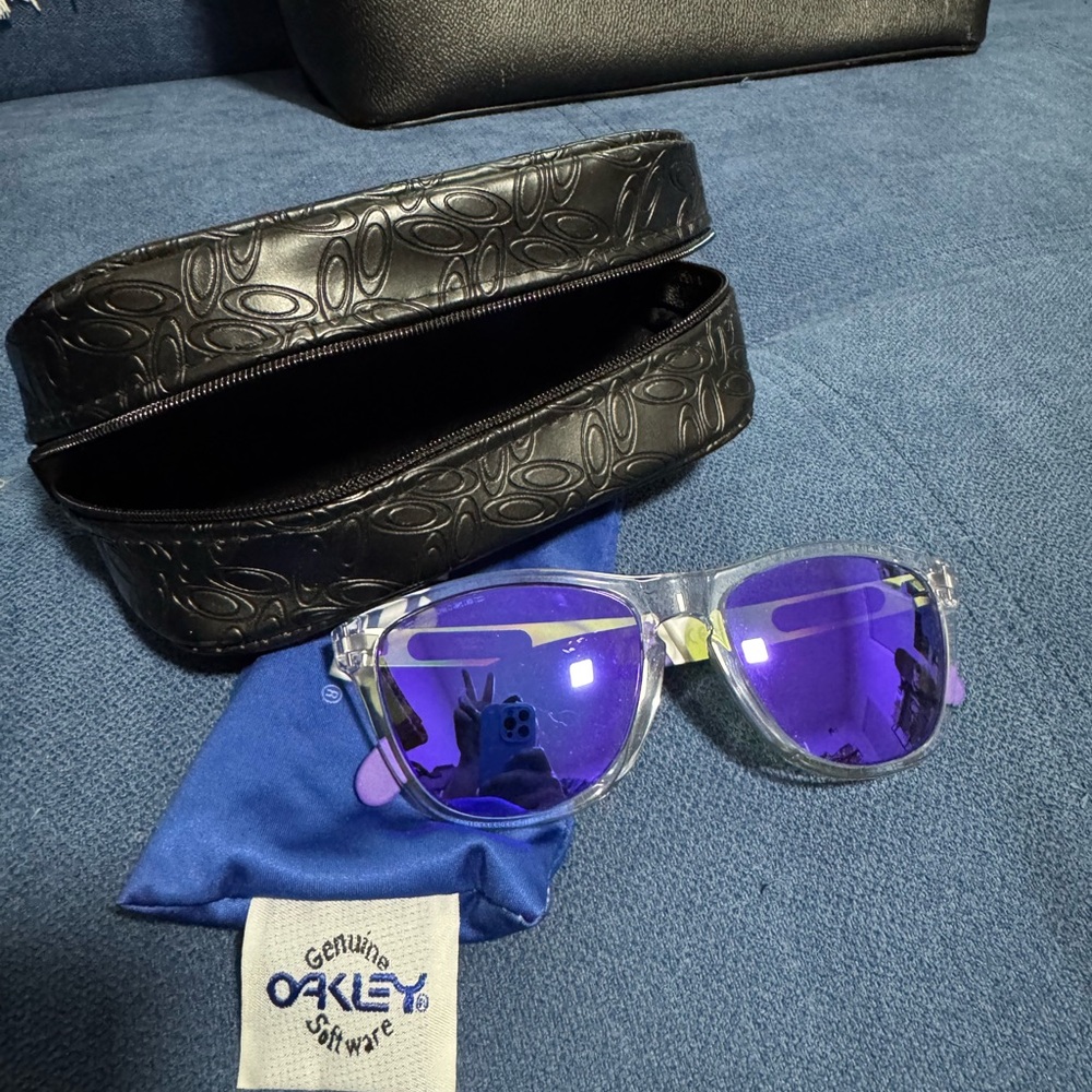 Oakley Clear Frame Sunglasses with Purple Lenses